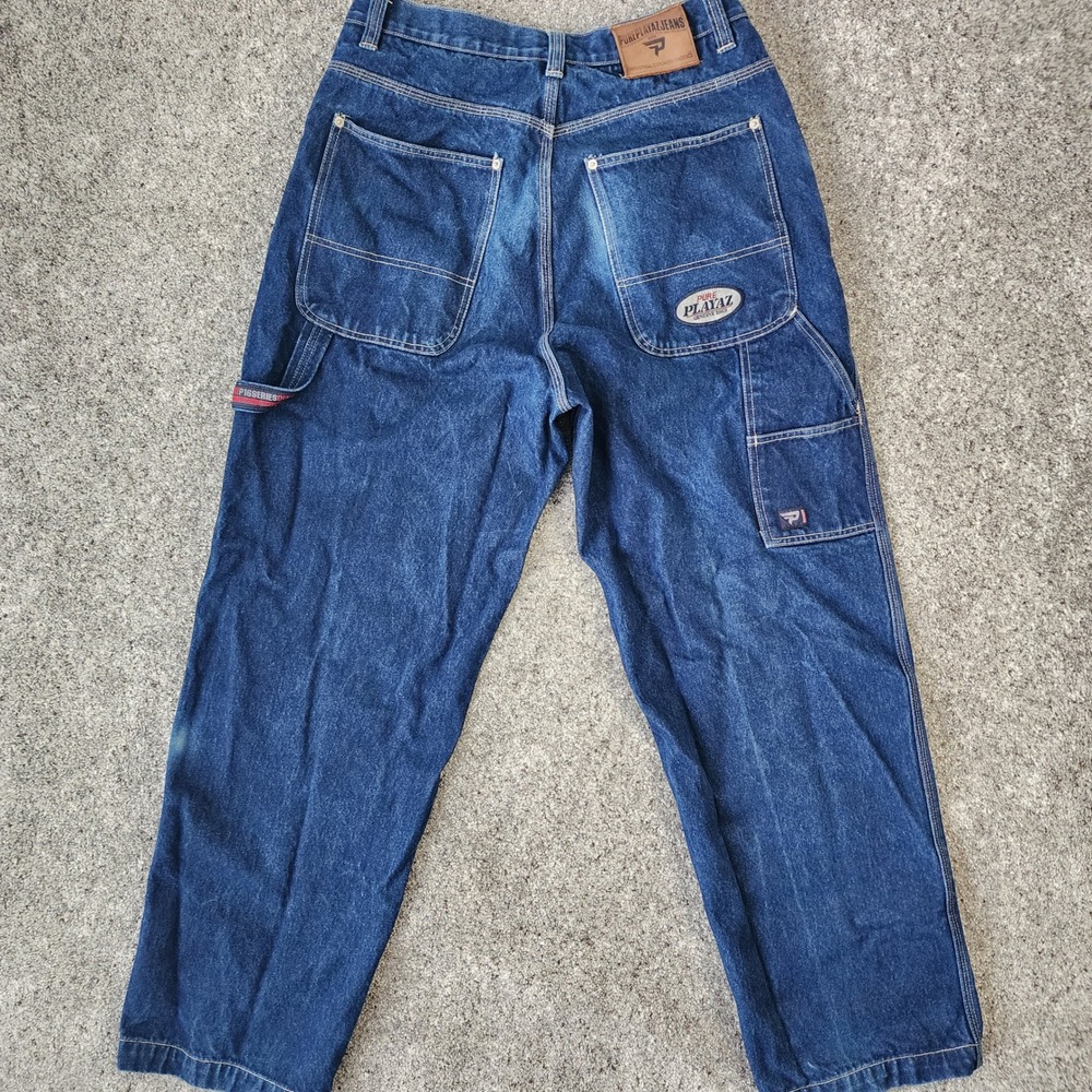 Pure Playaz Carpenter Jeans Mens 34x32 Baggy Y2K P18‎ Series Wide Leg Denim GUC - Picture 11 of 16